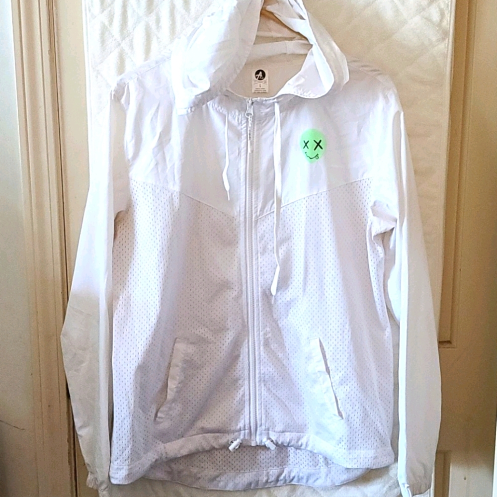 A.Lab White Lightweight Zip Up Jacket GUC sz L